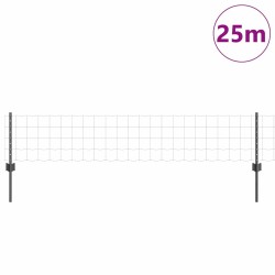 Clôture Euro avec 11 poteaux gris 0,4x25 m en acier 