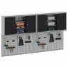Ensemble de 4 pièces de cabinet à outils et panneau perforé monté au mur en métal noir 