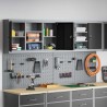 Ensemble de 4 pièces de cabinet à outils et panneau perforé monté au mur en métal noir 