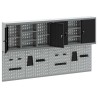 Ensemble de 4 pièces de cabinet à outils et panneau perforé monté au mur en métal noir 
