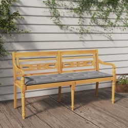 Banc Batavia avec coussin gris 150 cm Bois de teck massif 