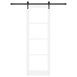 Porte coulissante avec matériel Blanc 78x232 cm Bois massif Pin 