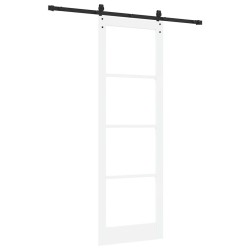 Porte coulissante avec matériel Blanc 78x232 cm Bois massif Pin 