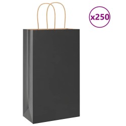 Sacs en papier 250 pcs avec poignées noir 21x11x36 cm 