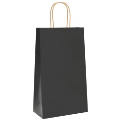 Sacs en papier 250 pcs avec poignées noir 21x11x36 cm 