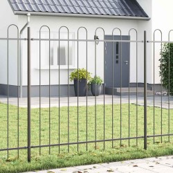 Clôture de jardin avec sommet arrondi - 6,8 x 1,5 m en acier 