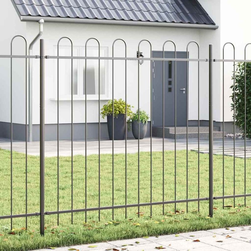 Clôture de jardin avec sommet arrondi - 6,8 x 1,5 m en acier 