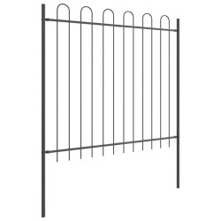 Clôture de jardin avec sommet arrondi - 6,8 x 1,5 m en acier 