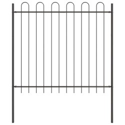 Clôture de jardin avec sommet arrondi - 6,8 x 1,5 m en acier 