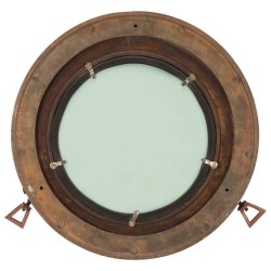 Miroir en forme de hublot mural Ø38 cm aluminium et verre 