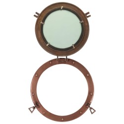 Miroir en forme de hublot mural Ø38 cm aluminium et verre 
