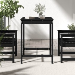 Table de jardin noir 82,5x82,5x110 cm bois massif de pin 