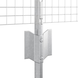 Clôture en fil soudé avec 5 poteaux en U Argent 0,8x10 m Acier 