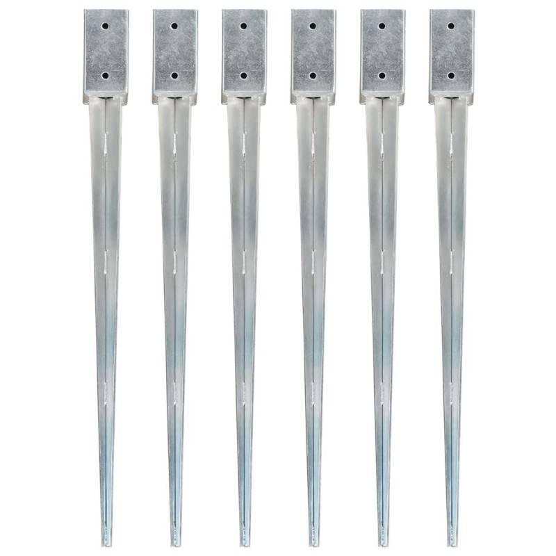 Piquets au sol 6 pcs Argenté 7x7x90 cm Acier galvanisé 