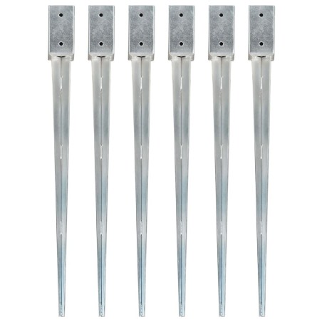 Piquets au sol 6 pcs Argenté 7x7x90 cm Acier galvanisé 