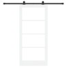 Porte coulissante avec kit de quincaillerie 'ORKDAL'Bois massif et verre blanc 