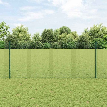 Clôture en fil soudé avec 22 poteaux U verte 1x50 m en acier 