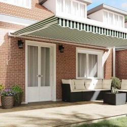 Tissu de remplacement d'auvent pour cadre de 5x3 m vert et blanc 