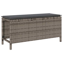 Ensemble de salle à manger de jardin 3 pièces avec coussins Gris en Poly Rattan et Acacia 