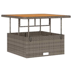 Ensemble de salle à manger de jardin 3 pièces avec coussins Gris en Poly Rattan et Acacia 