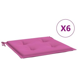 Coussins de chaise de jardin lot de 6 rose 50x50x4 cm tissu 