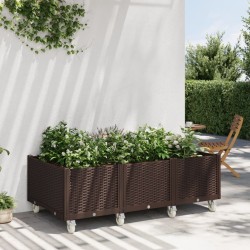 Jardinière à roulettes marron 150x80x54 cm PP 