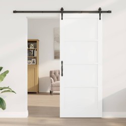 Porte coulissante avec matériel blanc 86x211 cm en pin massif 