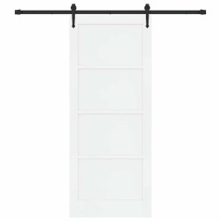 Porte coulissante avec matériel blanc 86x211 cm en pin massif 