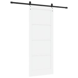 Porte coulissante avec matériel blanc 86x211 cm en pin massif 