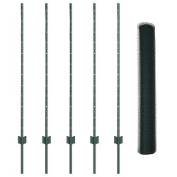 Piquets de clôture 5 pcs U-Channel Vert 120 cm Acier 