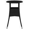 Table de jardin Ø60x75 cm Verre trempé/résine tressée Noir 