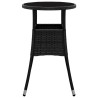 Table de jardin Ø60x75 cm Verre trempé/résine tressée Noir 