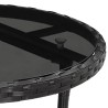 Table de jardin Ø60x75 cm Verre trempé/résine tressée Noir 