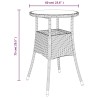 Table de jardin Ø60x75 cm Verre trempé/résine tressée Noir 