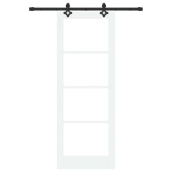 Porte Coulissante avec Kit de Quincaillerie Blanche 78x211 cm en Bois Massif de Pin 
