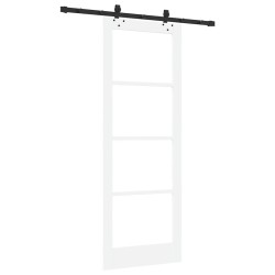 Porte Coulissante avec Kit de Quincaillerie Blanche 78x211 cm en Bois Massif de Pin 