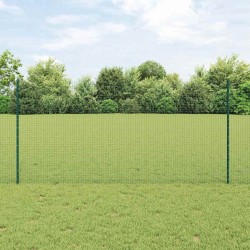 Clôture en fil soudé avec 22 poteaux en U verts 1,2x50 m en acier 