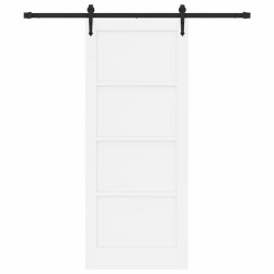 Porte coulissante avec quincaillerie blanche 83x202 cm en bois massif de pin 