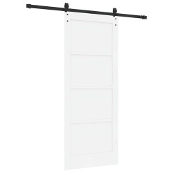 Porte coulissante avec quincaillerie blanche 83x202 cm en bois massif de pin 