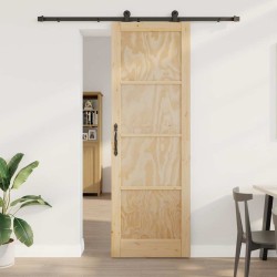 Porte coulissante avec ensemble de quincaillerie 78x232 cm en bois de pin massif 