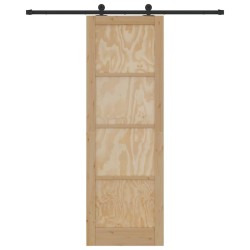 Porte coulissante avec ensemble de quincaillerie 78x232 cm en bois de pin massif 