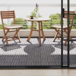 Carreaux de terrasse 10pcs Délavage gris 30x30 cm Acacia solide 