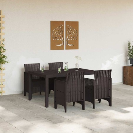 Ensemble de Salle à Manger de Jardin 5 pcs Marron 