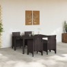 Ensemble de Salle à Manger de Jardin 5 pcs Marron 