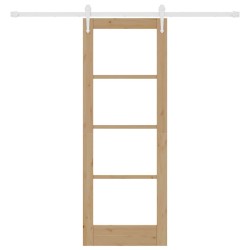 Ensemble de porte coulissante avec quincaillerie 73,5x198,5 cm en bois massif de pin 
