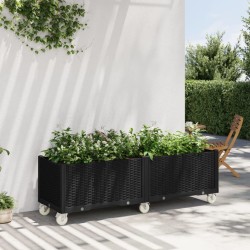 Jardinière à roulettes noir 160x50x54 cm PP 