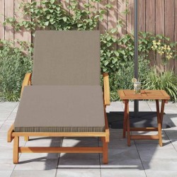 Chaise longue pliable avec roues et coussin taupe en bois massif d'acacia 