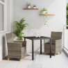 Set de salle à manger de jardin de 3 pièces avec coussins en poly rotin gris. 
