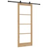 Porte Coulissante avec Kit de Quincaillerie 'ORKDAL'Bois Massif & Verre 