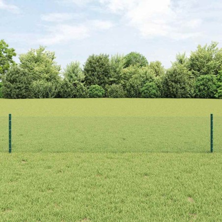 Poteaux de clôture 11 pcs U-Channel Vert 40 cm Acier 
